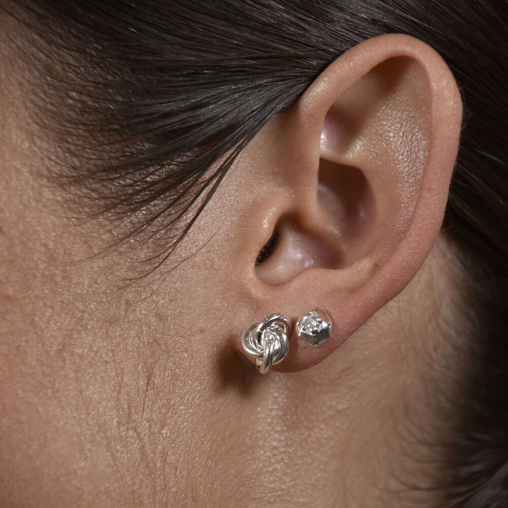 Culturesse Esti Artsy Knot Earrings (Silver)