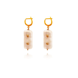 Culturesse Brynne 24K Jewel Embellished Pearl Drop Earrings