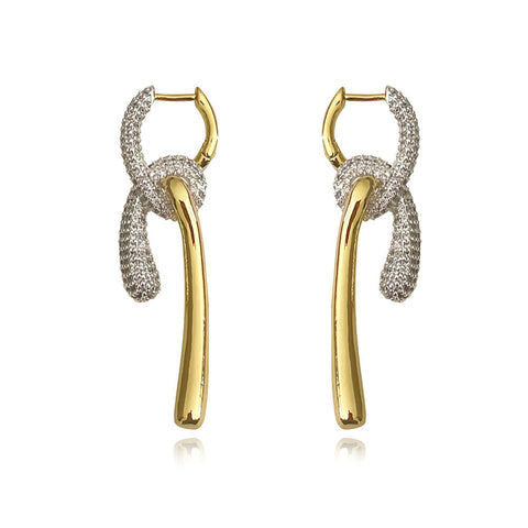 Culturesse Aviva Two Tone Diamante Knot Earrings