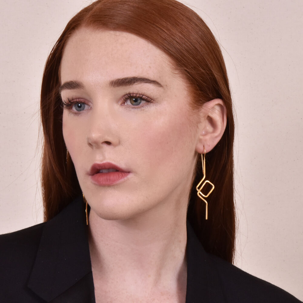 Culturesse Hughette 24K Artisan Line Art Earrings