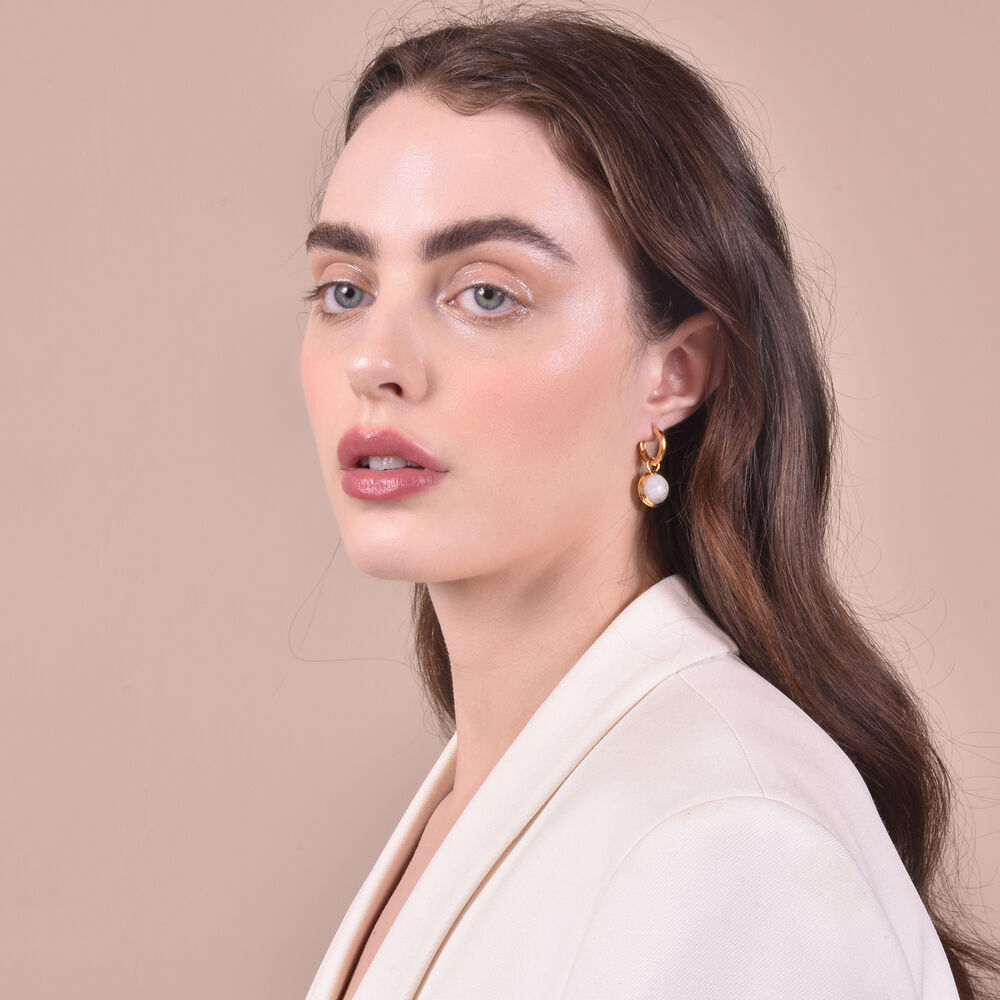 Culturesse Anya 24K Artisan Moonstone Drop Earrings