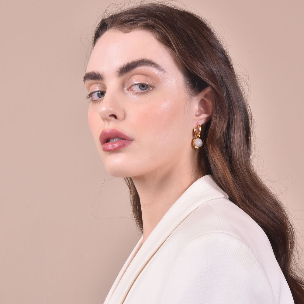 Culturesse Anya 24K Artisan Moonstone Drop Earrings