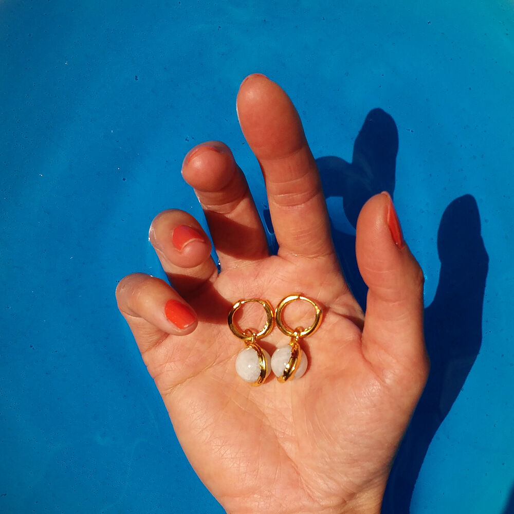 Culturesse Anya 24K Artisan Moonstone Drop Earrings