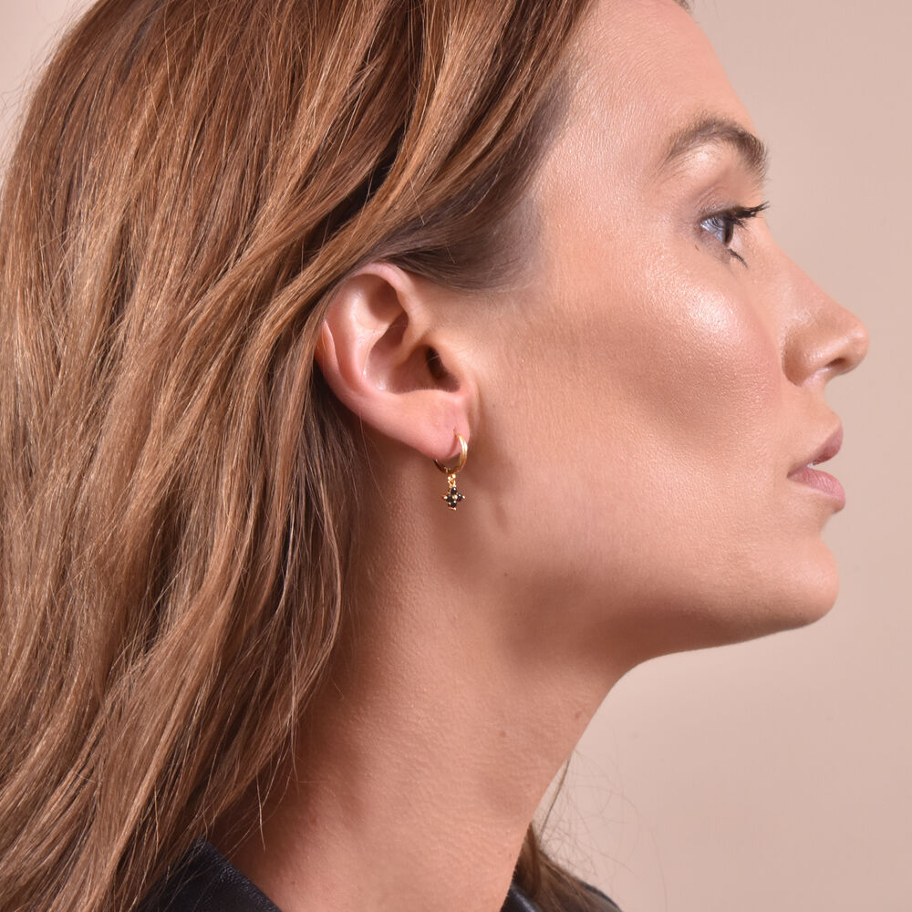 Culturesse Fleur Noir CZ Drop Earrings