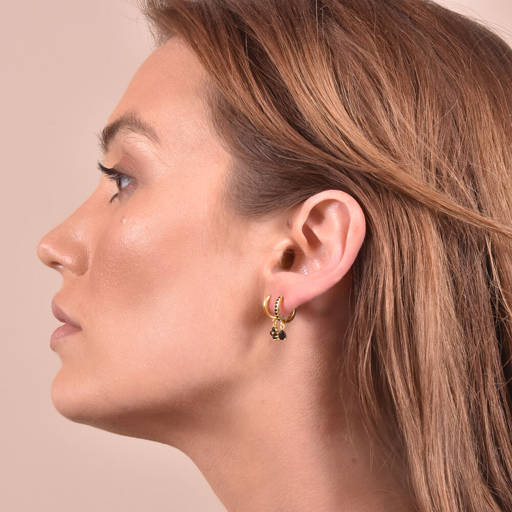 Culturesse Fleur Noir CZ Drop Earrings