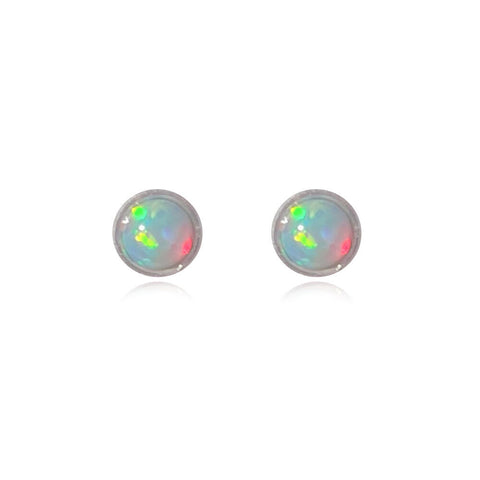 Culturesse Lue Dainty Opal Stud Earrings (Silver)