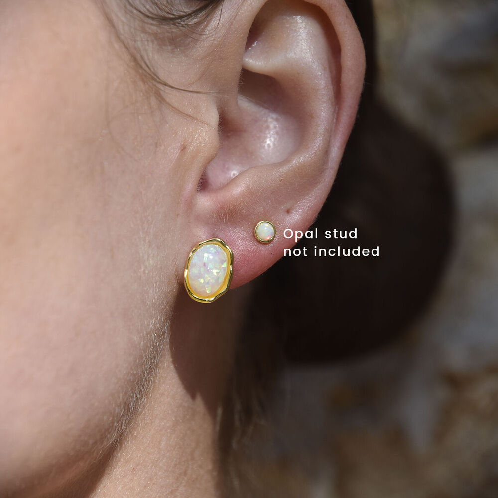 Culturesse Alyn Artisan Opal Stud Earrings (Gold)