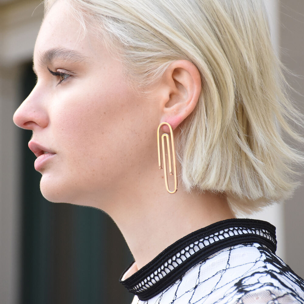 Culturesse Daeja Modern Paper Clip Statement Earrings