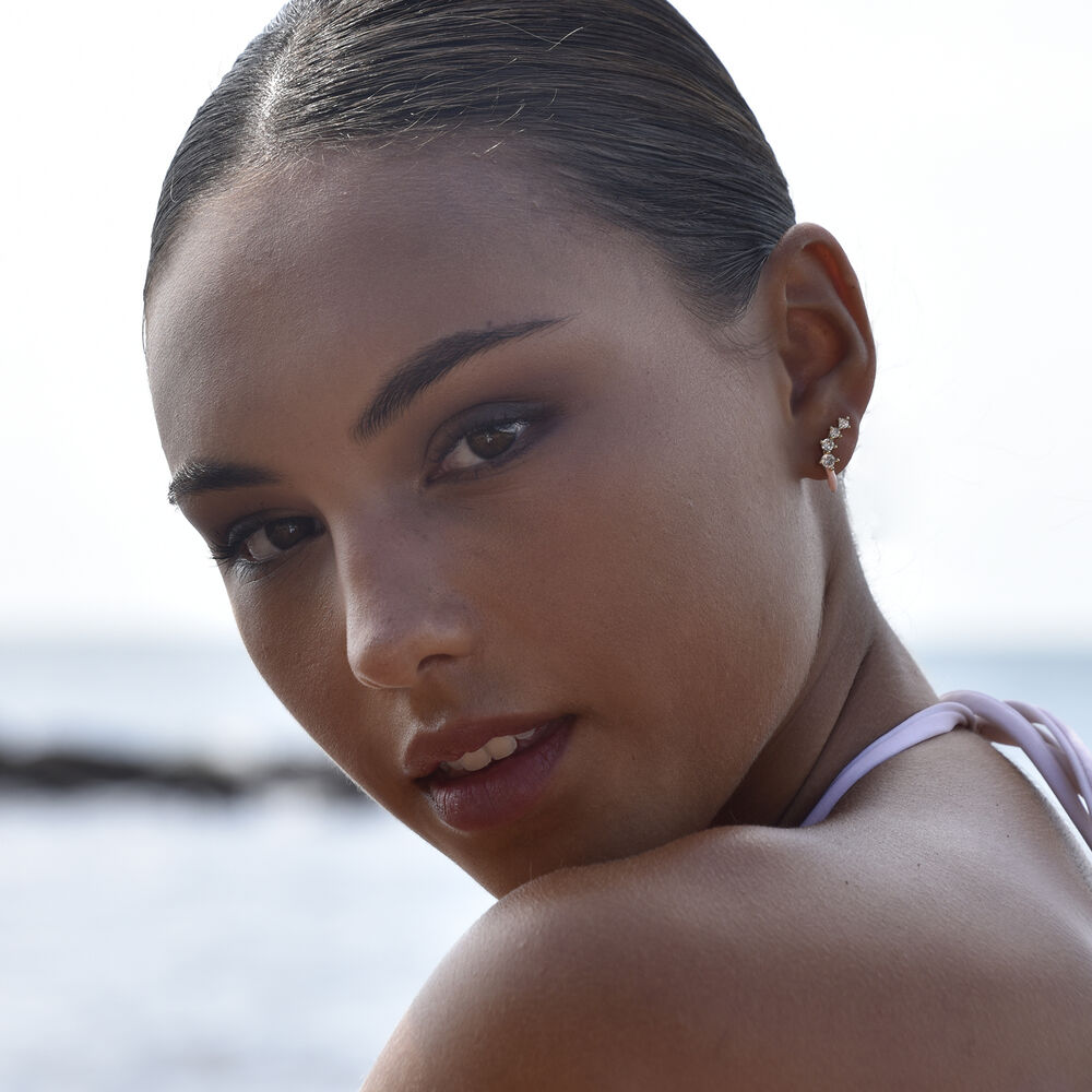 Culturesse Gabrielle Pastel Diamante Climber Earrings (Pink)