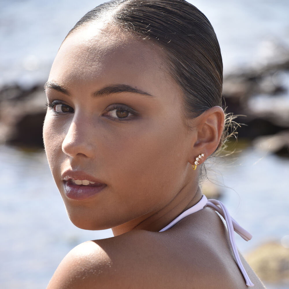 Culturesse Gabrielle Pastel Diamante Climber Earrings (Yellow)