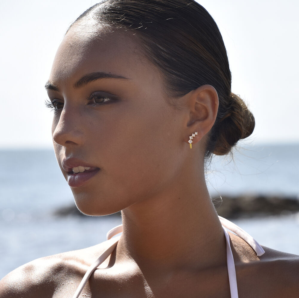 Culturesse Gabrielle Pastel Diamante Climber Earrings (Yellow)