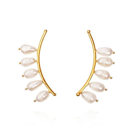 Culturesse Le Beaute 24K Pearl Curve Earrings