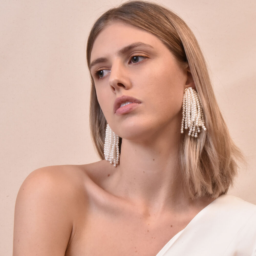 Culturesse Leuuine Pure Love Pearl Tassel Earrings
