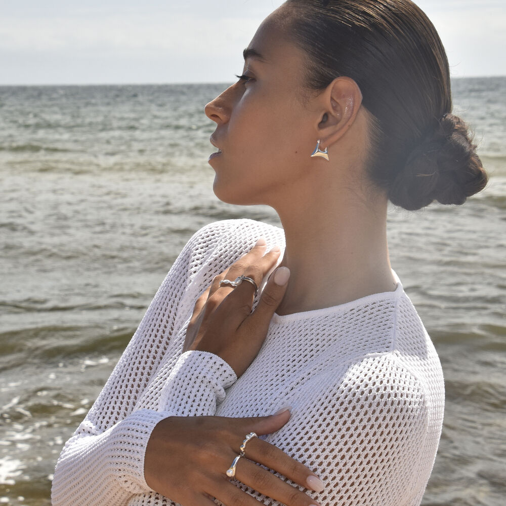 Culturesse Carter Artsy Silver Bag Earrings