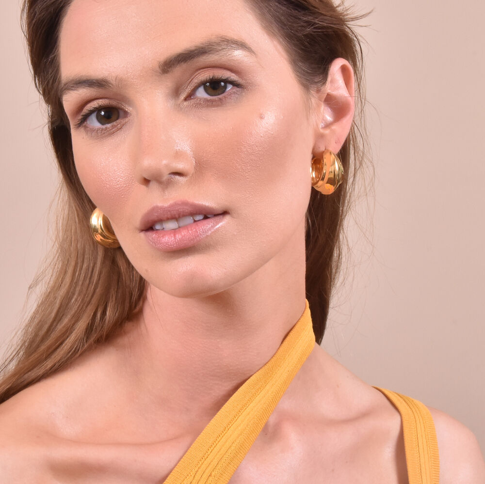 Culturesse Blakely Chunky Gold Bowl Earrings