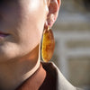 Culturesse Raya Bold Arc Resin Drop Earrings (Caramel Brown)