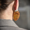 Culturesse Raya Bold Arc Resin Drop Earrings (Caramel Brown)