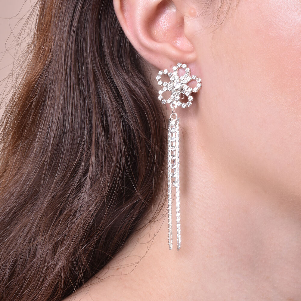Culturesse Everett Flower Tassel Clip-on Earrings