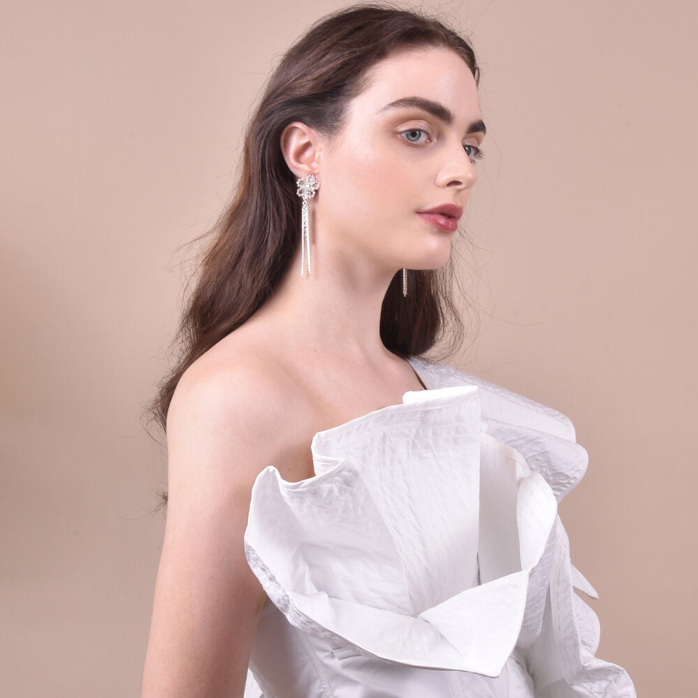 Culturesse Everett Flower Tassel Clip-on Earrings