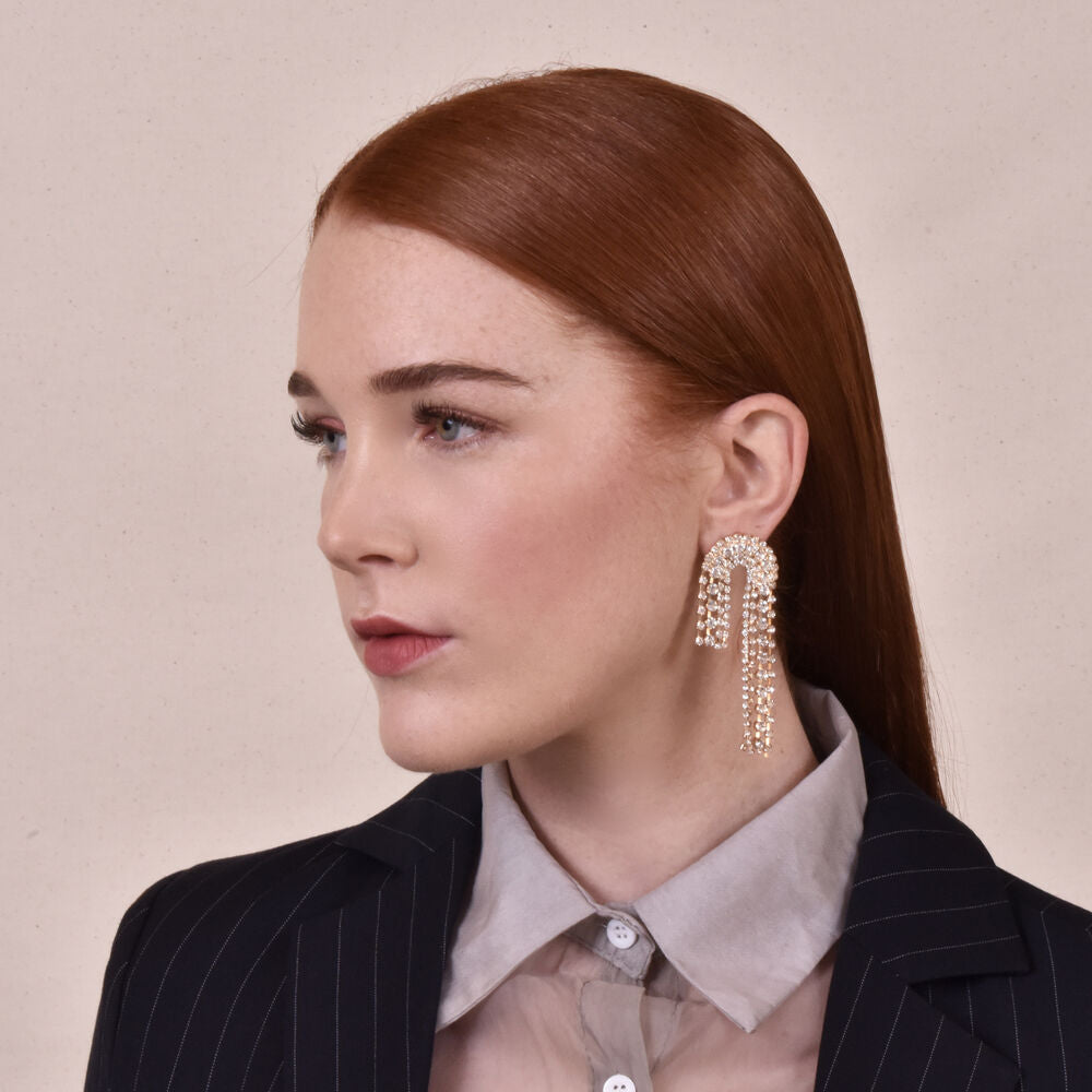 Culturesse Aria Diamante Arch Earrings