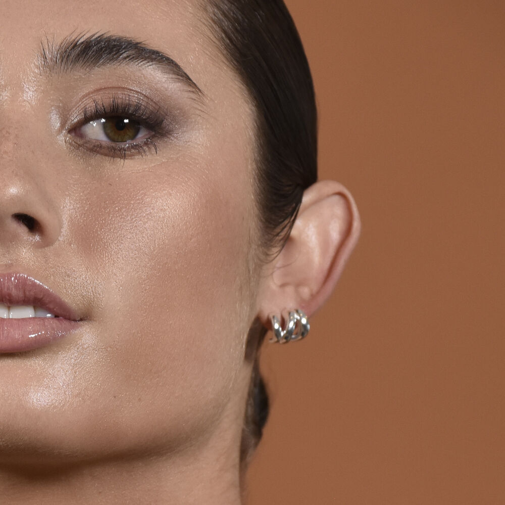 Culturesse Aline Artsy Tri Curve Earrings (Silver)