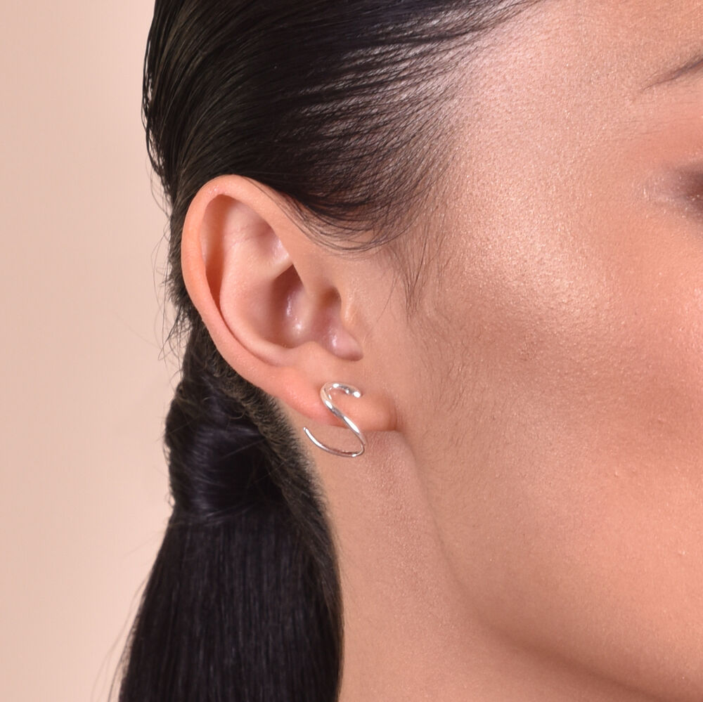 Culturesse Cassidy Artisan Dainty Serpent Earrings - Silver