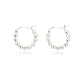 Culturesse Bryn Beaded Silver Huggie Earrings