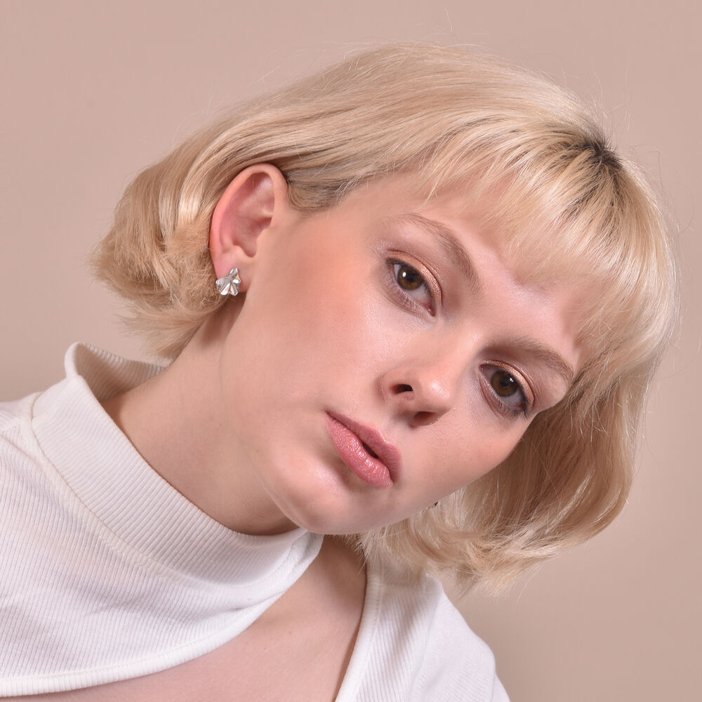 Culturesse Zooey Artisan Silver Stud Earrings