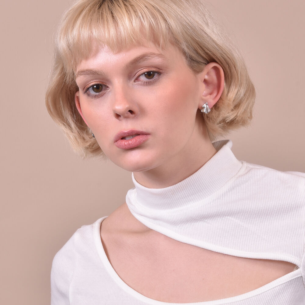 Culturesse Zooey Artisan Silver Stud Earrings