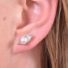 Culturesse Silvi Pearl Leaf Stud Earrings