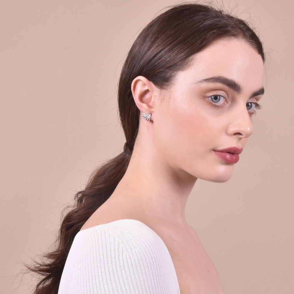 Culturesse Honesty Rhodium Crystal Stud Earrings