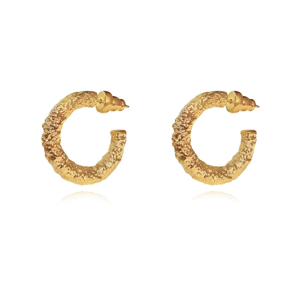 Culturesse Dejouer 24K Textured C Hoop Earrings