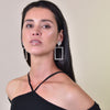 Culturesse Gemette Rectangular Rhinestone Catwalk Earrings