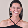 Culturesse Gemette Rectangular Rhinestone Catwalk Earrings