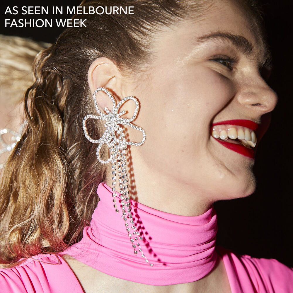 Culturesse Augustin Catwalk Diamante Tassel Flower Earrings