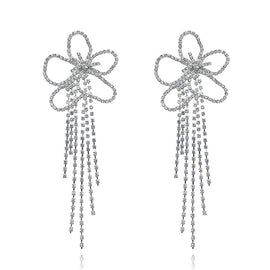 Culturesse Augustin Catwalk Diamante Tassel Flower Earrings