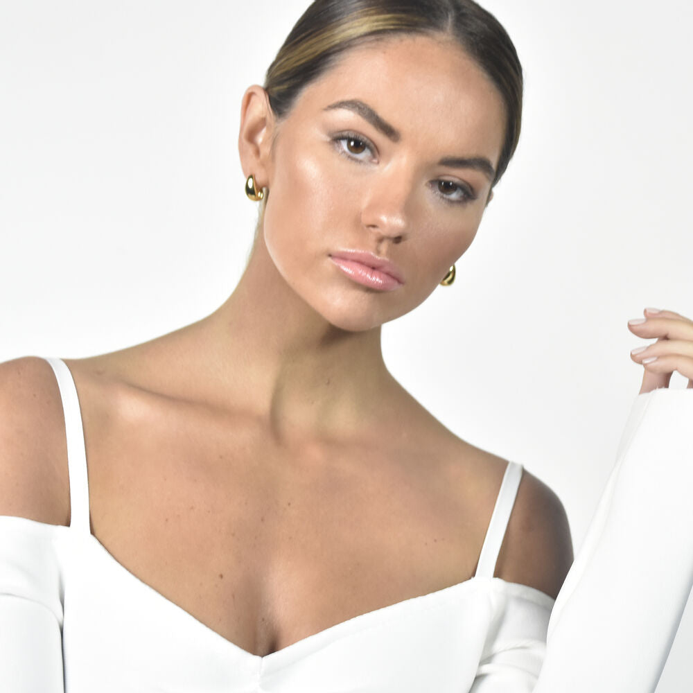 Culturesse Elea Modern Teardrop Earrings (Gold Vermeil)