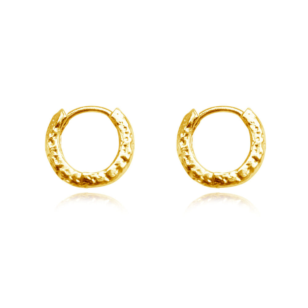 Culturesse Edda Textured Dainty Sleeper Hoop Earrings (Gold Vermeil)