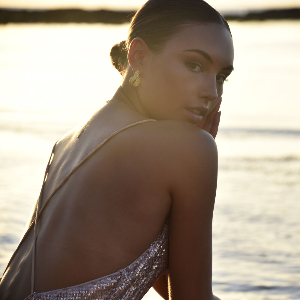 Culturesse Amandine Artisan Sculptural Flow Earrings (Gold Vermeil)