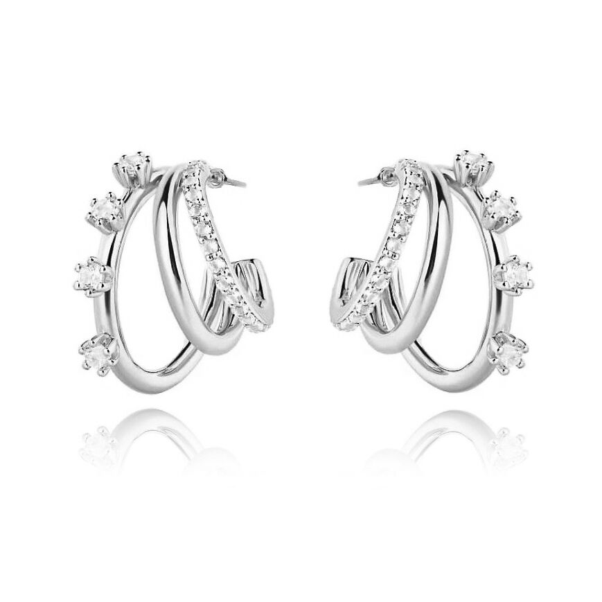 Culturesse Esterlina Silver Topaz Loop Earrings