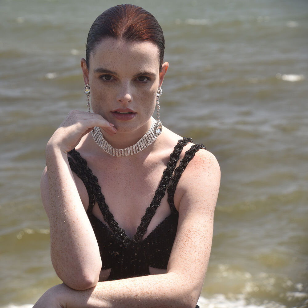 Culturesse Rumer Catwalk Diamante Statement Earrings