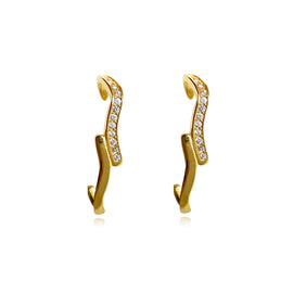 Culturesse Berte Artsy Ear Hook Stud Earrings (Gold)