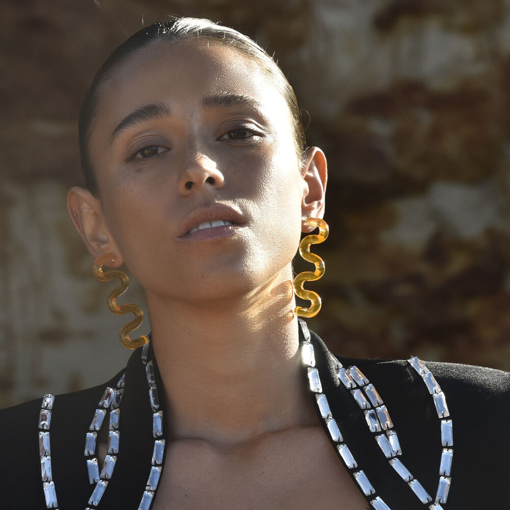 Culturesse Darya Artsy Wave Earrings (Orange)