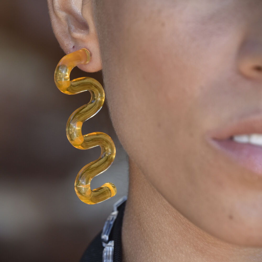 Culturesse Darya Artsy Wave Earrings (Orange)