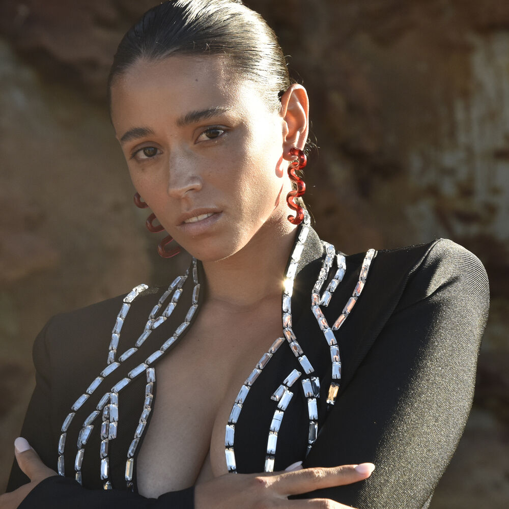 Culturesse Darya Artsy Wave Earrings (Red)