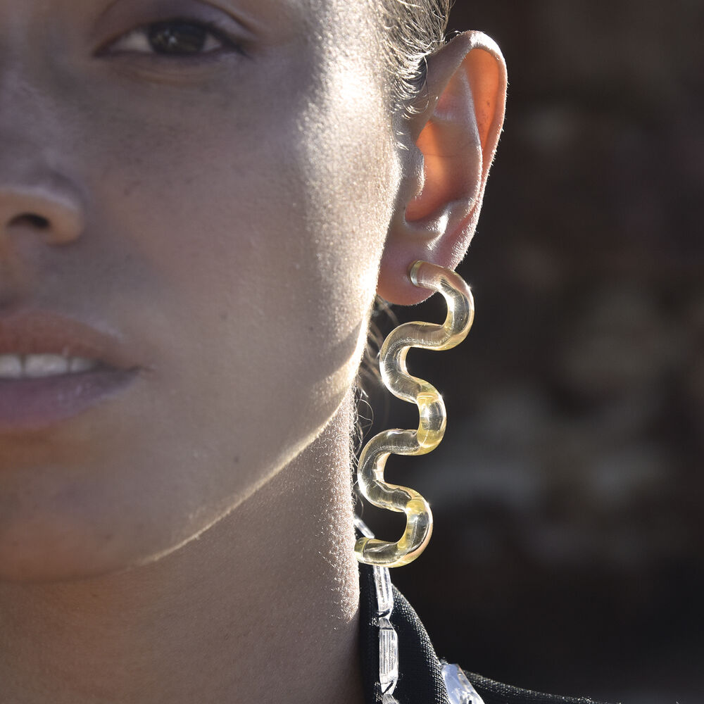 Culturesse Darya Artsy Wave Earrings (Yellow)