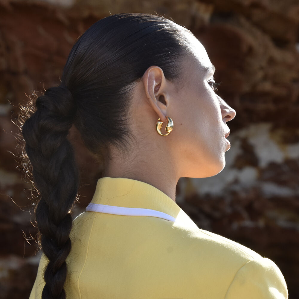 Culturesse Yin Yang Artisan Solid Hoop Earrings (Gold)