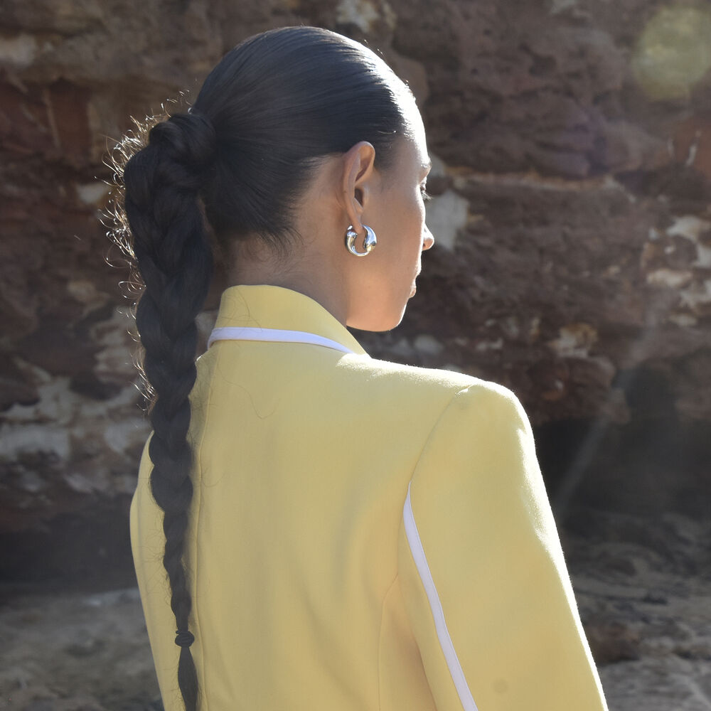 Culturesse Yin Yang Artisan Solid Hoop Earrings (Silver)