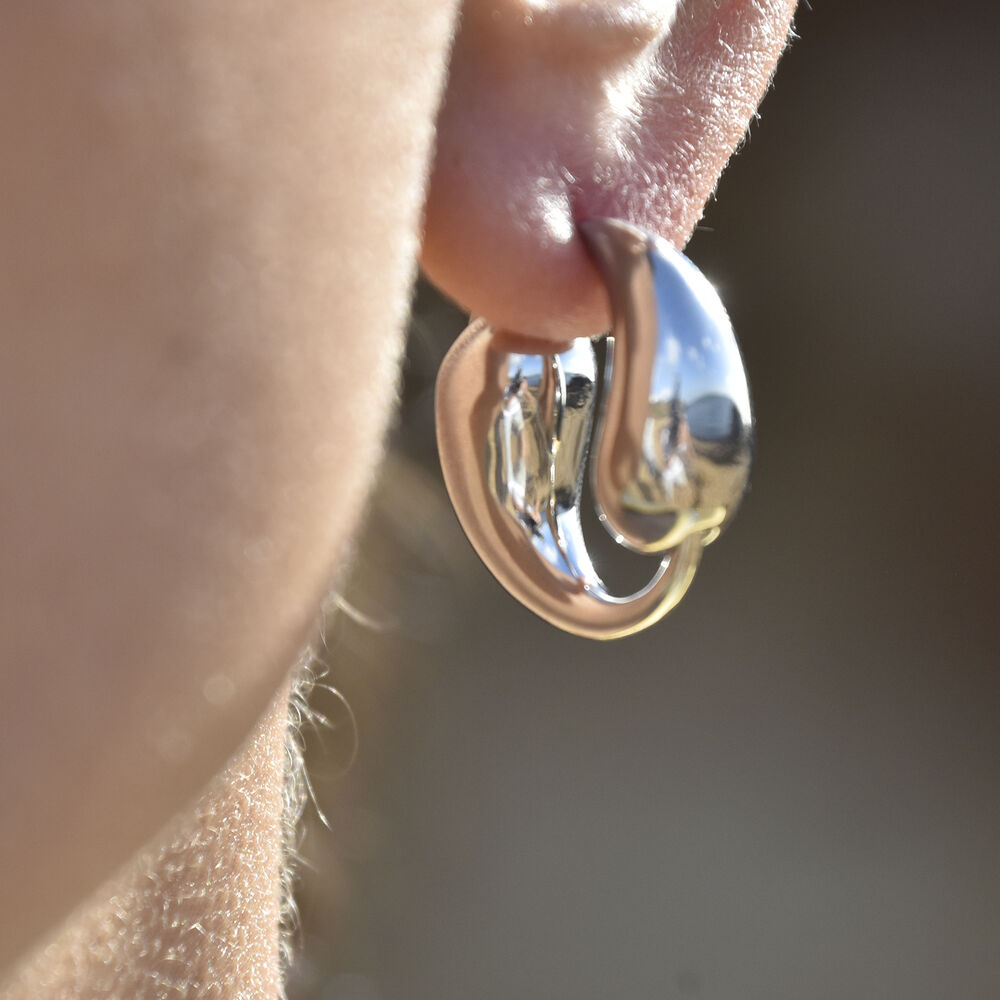 Culturesse Yin Yang Artisan Solid Hoop Earrings (Silver)