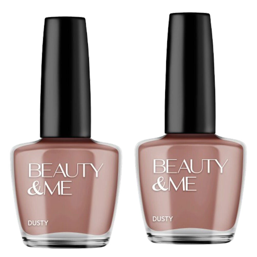 Beauty & Me Dusty Pale Copper Nail Polish Duo 2x 12ml Long Lasting Shine